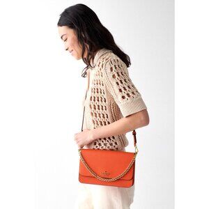 New Kate Spade Madison Medium Flap Convertible Crossbody Fiery Orange